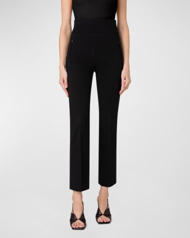 Akris punto Frankie Straight-Leg Cotton-Stretch Cropped Pants