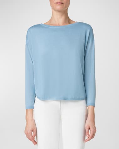 Designer Blue Long Sleeve Tops for Women | Neiman Marcus