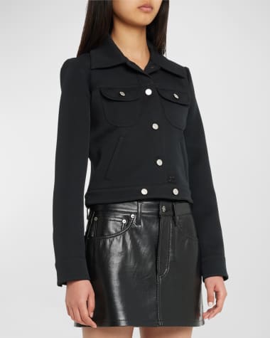 Courreges Long-Sleeve Twill Collared Trucker Jacket