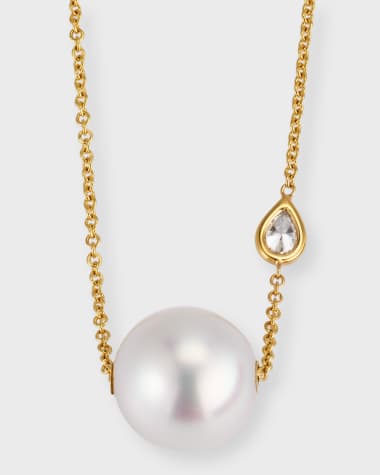 Mizuki 14k Gold Saltwater Pearl and Diamond Choker Necklace 16"L