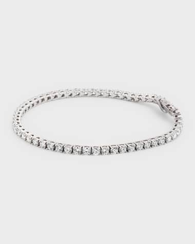 Neiman Marcus Diamonds 18K White Gold GH/SI Round Diamond 4-Prong Bracelet, 4.48tcw, 7"L
