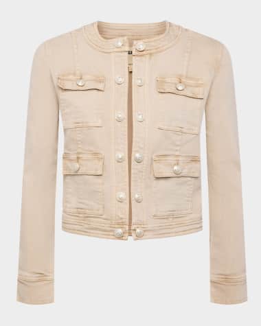 L'Agence Yari Collarless Denim Jacket