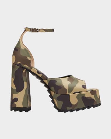 GIABORGHINI Gia Leather Camo Platform Sandals