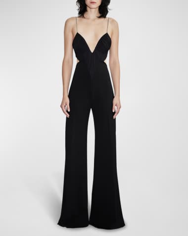 Et Ochs Adam Ruched-Front Plunge Jumpsuit
