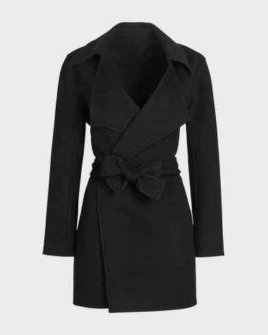 Anne Fontaine Delacroix Belted Wool-Blend Wrap Jacket