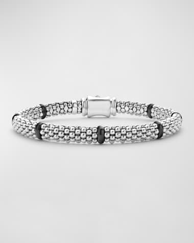 LAGOS Sterling Silver Caviar Ceramic Station Bracelet