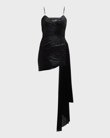 Retrofete Daniele Strapless Draped-Sash Lamé Mini Dress