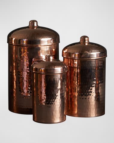 Sertodo Copper Hammered Copper Small Canisters, Set Of 3