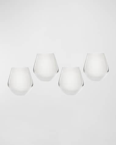 Godinger Meridian Stemless Wine Glasses, White - Set of 4