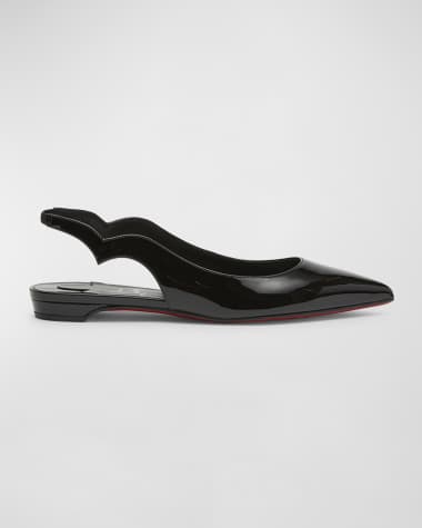 Christian Louboutin Hot Chickita Patent Red Sole Slingback Flats