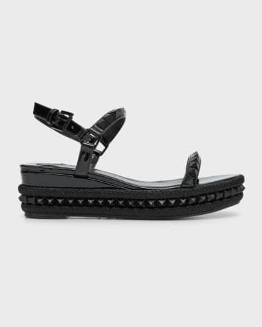 Christian Louboutin Pyraclou Patent Spike Wedge Sandals