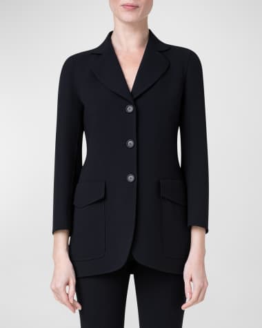 Akris Double-Face Wool Blazer Jacket with Oversize Patch Pockets