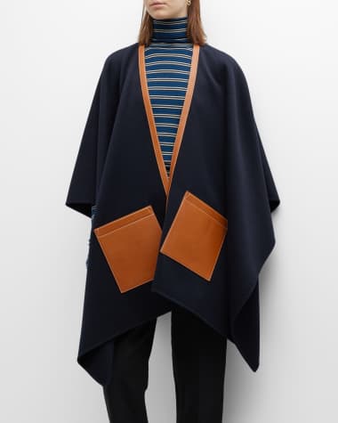 Louis Vuitton Hooded Wrap Cape Coat In Wool And Silk With Fringe