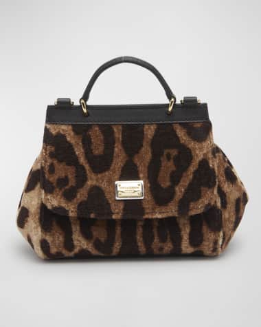 Dolce&Gabbana Girl's Sicily Faur-Fur Leopard-Print Satchel Bag