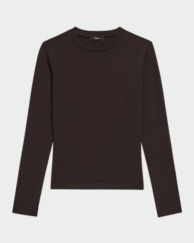 Theory Tiny Tee Long-Sleeve Cotton T-Shirt