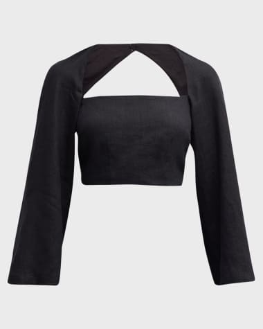 Mara Hoffman Julia Cutout Fitted Bell-Sleeve Top