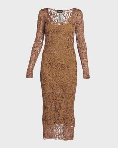 TOM FORD Fine Lace-Knit Midi Dress