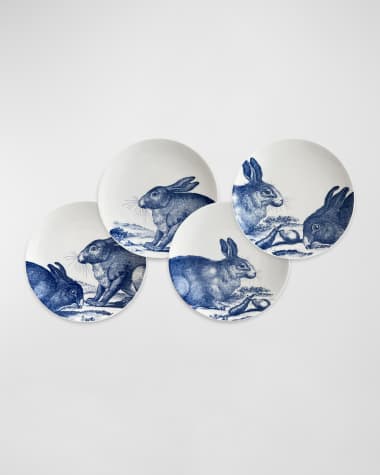 Caskata Bunnies Canape Plates, Set of 4