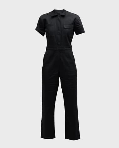 Rivet Utility Worker Stretch Short-Sleeve Jumpsuit
