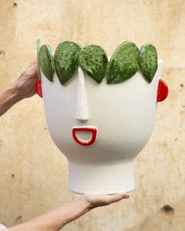 Patrizia Italiano Carmelina Seller of Prickly Pears Big Head Vase