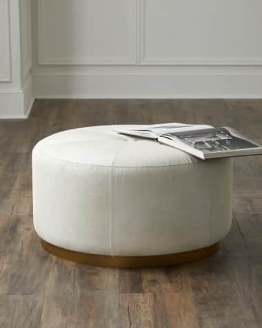 Jamie Young Thackery Round Hair-Hide Pouf