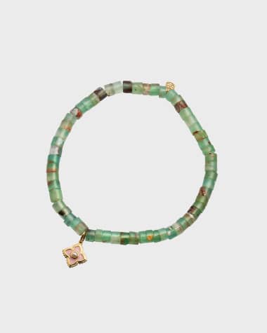 Sydney Evan 14k Gold Moroccon Beaded Bracelet with Pearl Charm