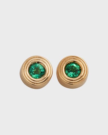 Sydney Evan 14k Yellow Gold Fluted Emerald Stud Earrings