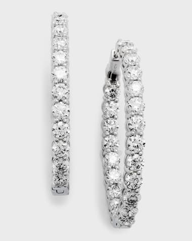 Neiman Marcus Diamonds 18K White Gold Diamond Hoop Earrings, 6.60tcw, 10.3"L