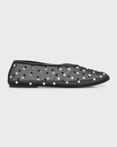 Khaite Marcy Crystal Mesh Evening Ballerina Flats