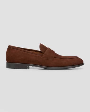 Ferragamo Men's Funes Suede Penny Loafers