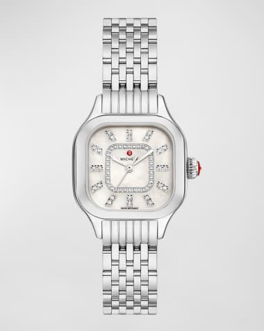 MICHELE 29mm Meggie Diamond Dial and Mother-of-Pearl Watch, Stainless Steel