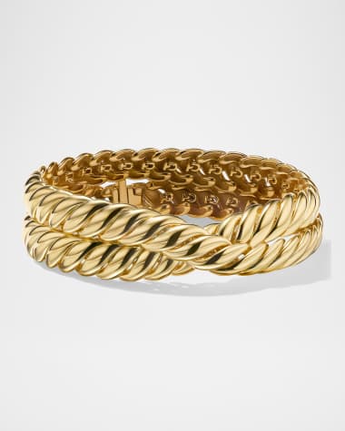David Yurman 8.5mm Sculpted Cable 2-Wrap Bracelet in 18K Gold