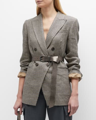 Brunello Cucinelli Sparkle Pinstripe Cutaway Blazer Jacket