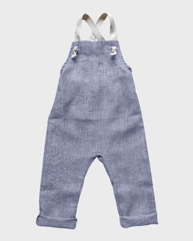 The Simple Folk Girl's Organic Linen Overalls, Size 3M-9