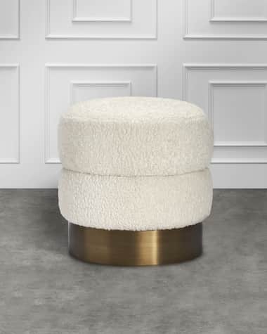 Interlude Home Charlize Faux Shearling Stool