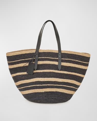 Manebi Bahia Striped Raffia Beach Tote Bag