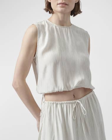 ATM Anthony Thomas Melillo Silk Sleeveless Tie-Waist Crop Top