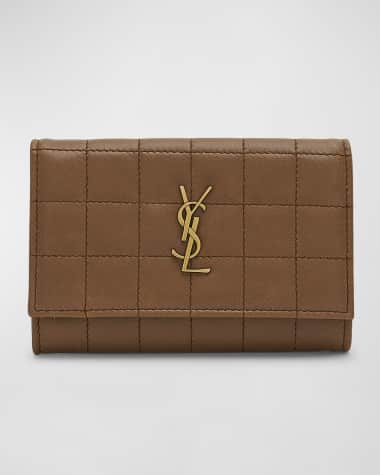 Saint Laurent YSL Monogram Flap Small Wallet in Quilted Smooth Leather