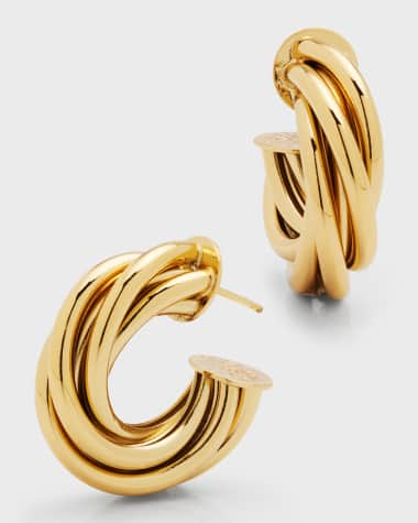 Louis Vuitton Style Double Fleur Hoop Long Dangle Earrings