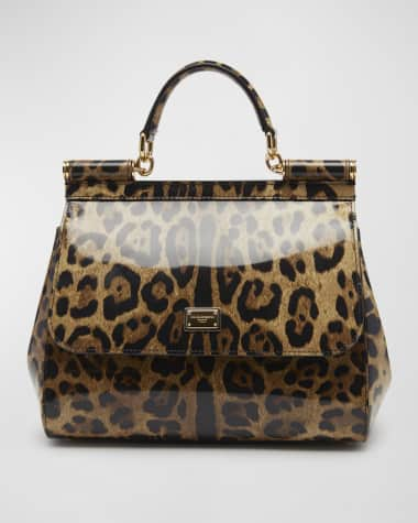 Dolce&Gabbana Sicily Large Leopard-Print Top-Handle Bag