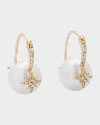 Sydney Evan 14K Yellow Gold Starburst Freshwater Pearl Drop Earrings