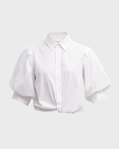 Finley Bomba Button-Down Twist-Front Poplin Shirt