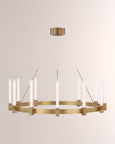 Visual Comfort Signature Antigua Small Drum Chandelier in Antique Brass &  Natural Abaca by Chapman & Myers