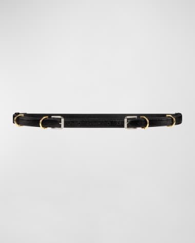 Givenchy Voyou V2 Skinny Pebble-Grain Leather Belt
