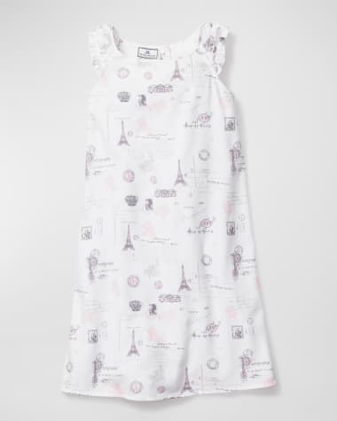 Petite Plume Girl's Amelie Paris Musings-Print Nightgown, Size 2-12