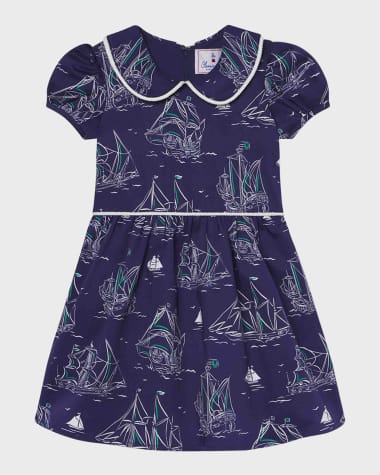 Classic Prep Childrenswear Girl's Hazel Nautical-Inspired Printed Dress, Size 3M-7
