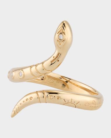 Sydney Evan 14K Yellow Gold Wrap Snake Ring with Diamonds, Size 6.5