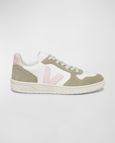 VEJA V-10 Mixed Leather Low-Top Sneakers