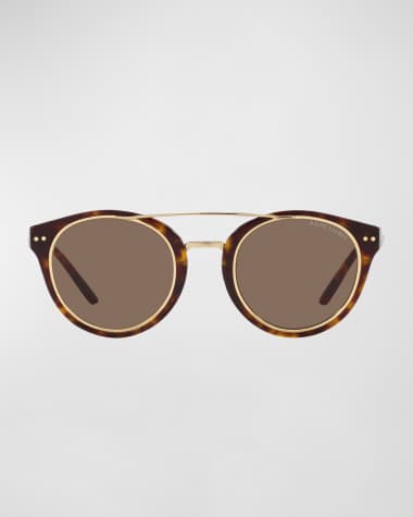Lauren Ralph Lauren Round Acetate & Metal Aviator Sunglasses
