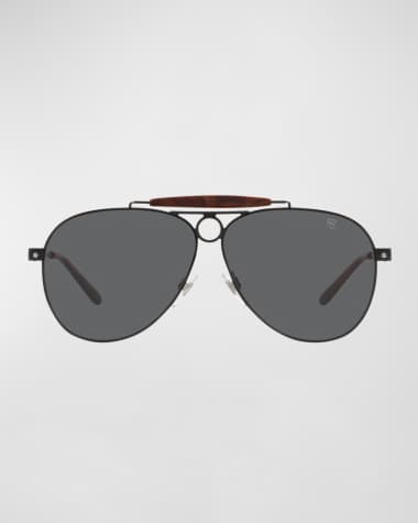 Lauren Ralph Lauren RL Logo Metal Aviator Sunglasses